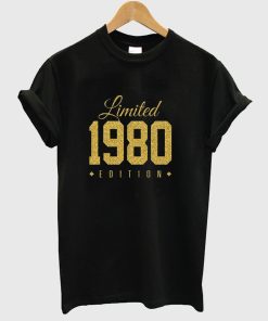 1980 Gold Glitter Limited Edition Birthday T-Shirt