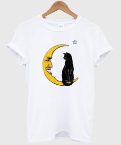 A Black Cats Standing The Moon T Shirt