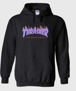 thrasher purple blue flame hoodie