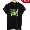 CHILL VIBES Black And Lime Green T shirt